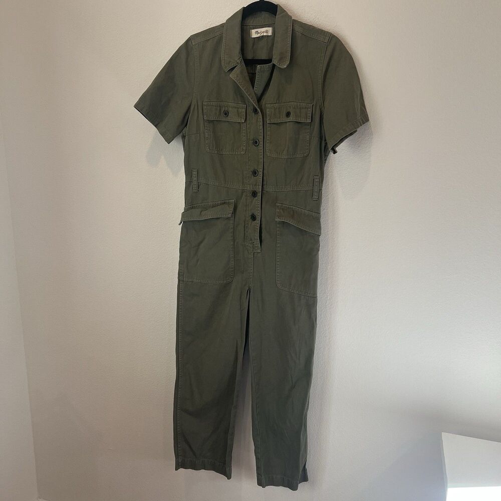 MADEWELL Olive green Military Utility Short Sleeve Jumpsuit PM